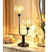 TECHYAP Mid Century Modern Glass Table Lamp Dimmable Vintage Black Lamp | 2 Bulbs Included Amber ...
