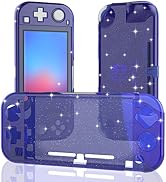 ECHZOVE Glitter Comfort Grip Case for Switch lite, Protective Hard Case for Switch lite Blue