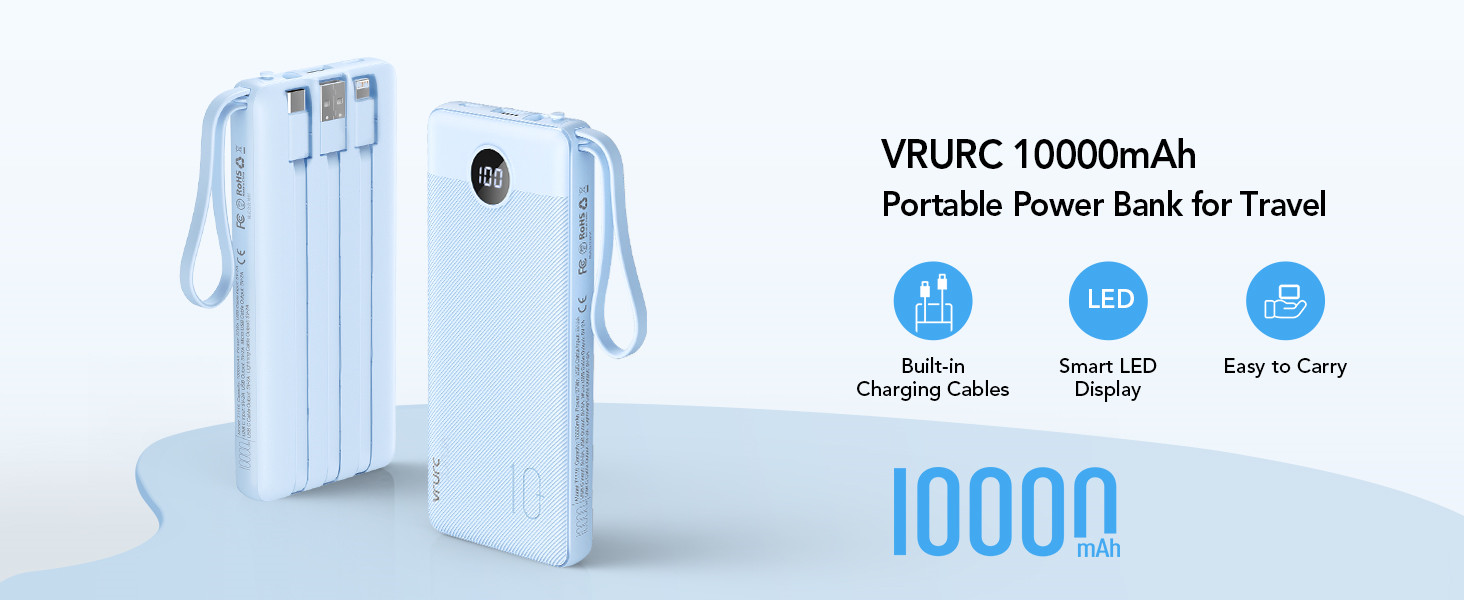 portable charger with built in cables