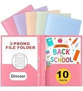 Dinceer Plastic Pocket Folders with Prongs, Heavy Duty 2 Pocket Poly Folder Set, Bright Assorted ...