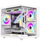 RUIX OV502 | M-ATX Computer Case | 3 * 120mm Prism ARGB PWM Fans Pre-Installed | 180°Panoramic Vi...