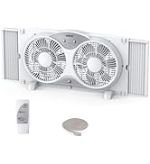 shinic Window Fan with Reversible Airflow Quiet, Twin 9" Blades, Full Remote Control, 3 Functions...