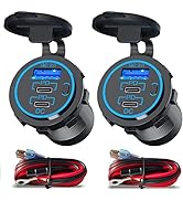 USB C Car Charger Socket 12V USB Outlet 2 Pack,78W RV USB Outlet Dual 30W PD USB-C and 18W QC3.0 ...