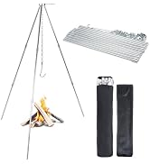 Tactiko Survival 33" Camping Tripod for Cooking - Stainless Steel Folding Stand, Adjustable Chain...