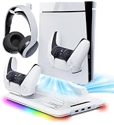 Mytrix PS5 Slim Stand and Cooling Station with Dual Controller Charging Station for Playstation 5...