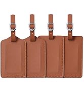 Leather Luggage Tags 4 Pack Bag Suitcase Labels