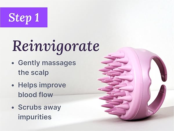 Keranique Scalp Massager Silicone Head Scrubber Hair Growth Stimulator Shower Massage Stress Relax.