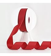 MEEDEE Red Grosgrain Ribbon 1-1/2 Inch Grosgrain Hair Ribbon 50 Yards Per Roll Thick Red Ribbon f...