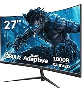 ZZA 27 Inch Curved Monitor 280Hz/240Hz FHD 1080P,Gaming Monitor 1800R VA Screen,Monitor 27 Inch 4...