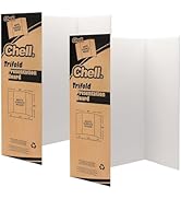 Chell 36" x 48" Trifold Poster Board, 2 Pack, White Corrugated Project Boards for Science Fair, S...