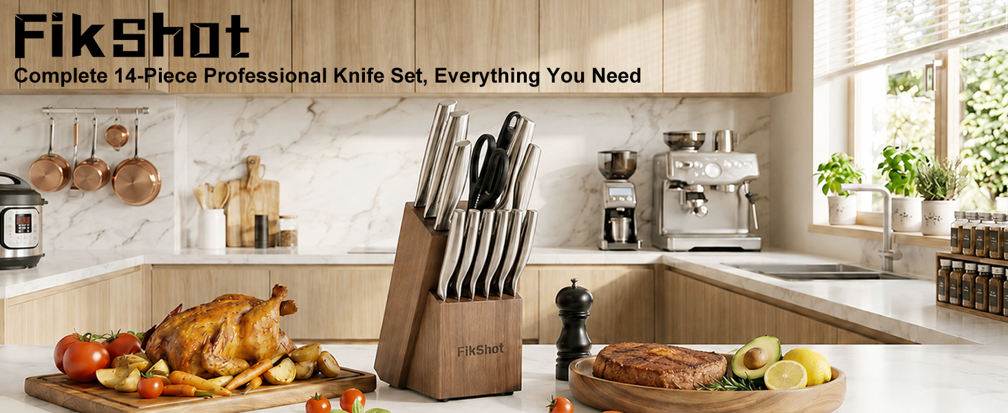 FIKSHOT Complete 14-Piece Professional Knife Set Everything You Need