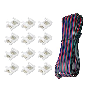Rifachua 22 Gauge AWG 4 Pin RGB LED Strip Extension Cable Wire Cord RGB LED Strip Light Connectors