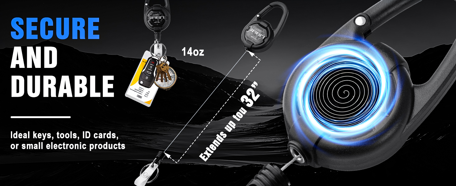 retractable heavy duty badge reel; retractable badge holders; badge reels retractable