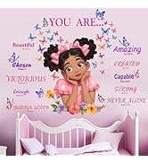 Bedroom Wall Stickers for Black Girls: Peel and Stick African American Butterfly Inspirational Wa...