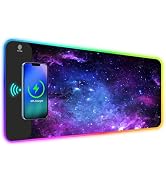 ToLuLu RGB Gaming Wireless Charging Mouse Pad, 7.5/10/15W 10 Light Modes LED Mouse Pad Computer K...