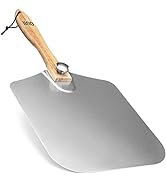 OUII Aluminum Pizza Peel Metal - 12 x 14 Inch. Pizza Spatula for Oven with Foldable Wood Handle. ...