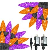 2 Pack Connectable C6 Halloween String Lights Outdoor 200 LED Orange Purple | Total 66FT Creepy T...