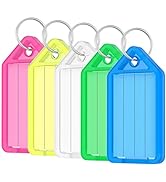 Uniclife 2 Inch Tough Plastic Key Tags in 5 Assorted Colors Item Identifiers with Blank Paper Lab...