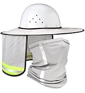 SATINIOR 2 Pcs Sun Hard Hat Neck Protection High Visibility Full Brim Mesh Sun Protection and Nec...