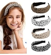 ACO-UINT 4 Pack Leopard Print Knotted Headbands for Women - Wide Knot Hair Accessories, Comfortab...