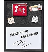 Umtiti Bulletin Board Whiteboard Dark Gary Felt Board Combo for Office School Kitchen Bedroom, Bl...