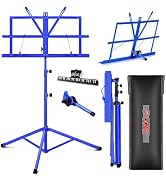5 CORE Sheet Music Stand 2 in 1 Dual Use Professional Portable Adjustable 25-52 Inch Folding Musi...