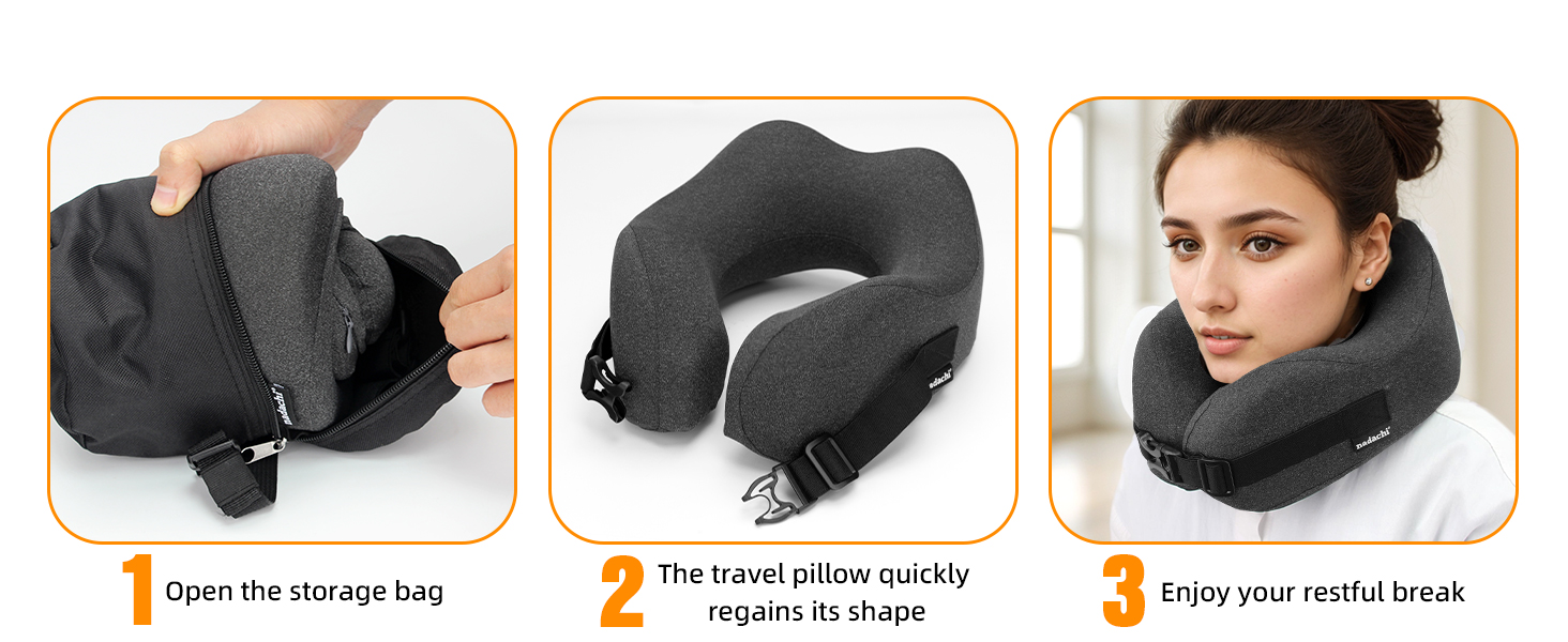 Neck Pillow Airplane Travel Set Pure Memory Foam Travel Neck Plane for Long Flights Essentials