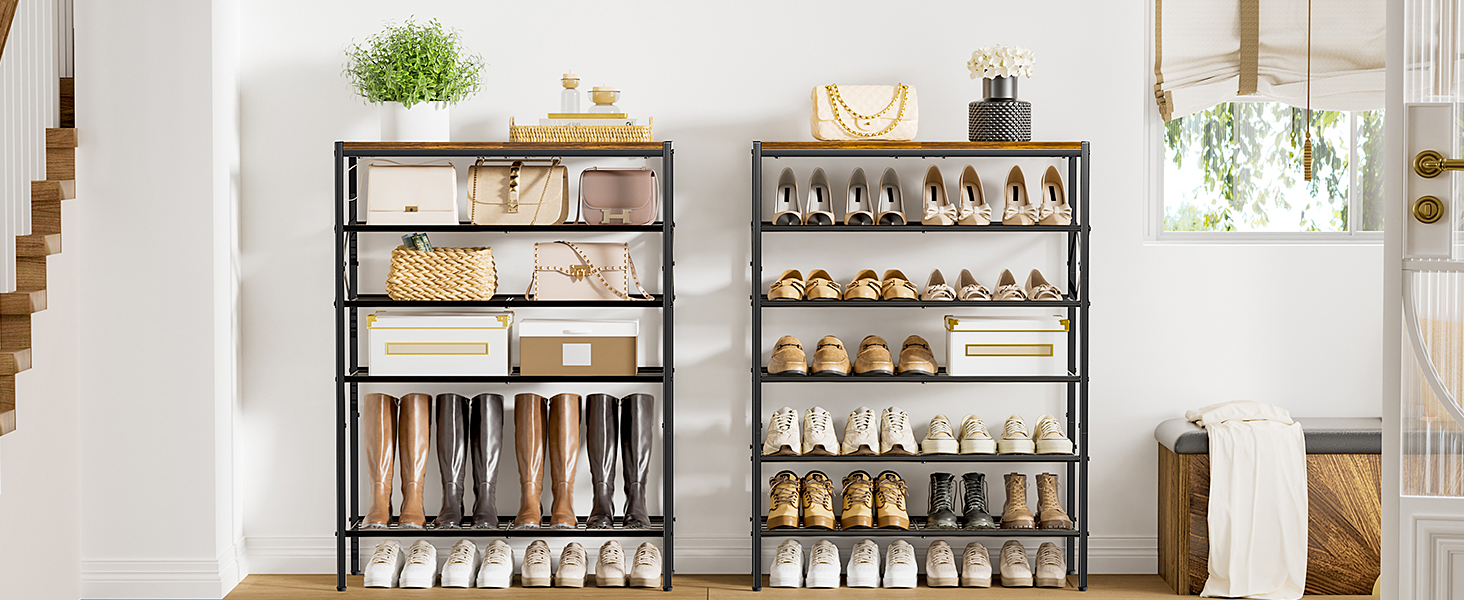 8-Tier Tall Shoe Rack Organizer Shoe Storage for Entryway 24-32 Pairs Metal Shoe Rack for Closet