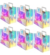 VUOJUR 6pcs Holographic Small Gift Bag 8.3x8x4'' Clear Reusable Birthday Gift Bag for Women Girls...