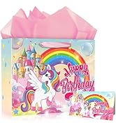 MDCGFOD 13" Large Birthday Gift Bag with Tissue Paper and Card, Birthday Gift Bag for Kids, Happy...