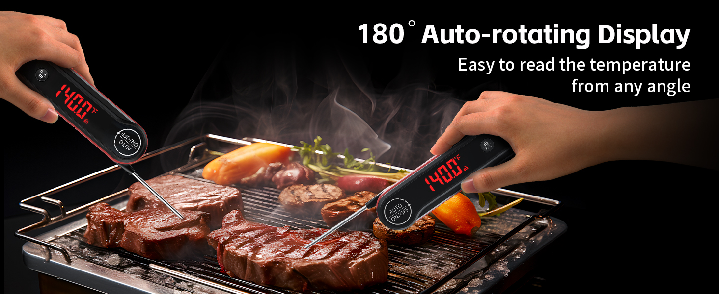 180° Auto-rotating Display Easy to read the temperature from any angle