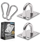 2PCS M8 Premium Heavy Duty Square Stainless Steel Pad Eye Hooks + 2PCS Snap Hooks and 8PCS Screws...
