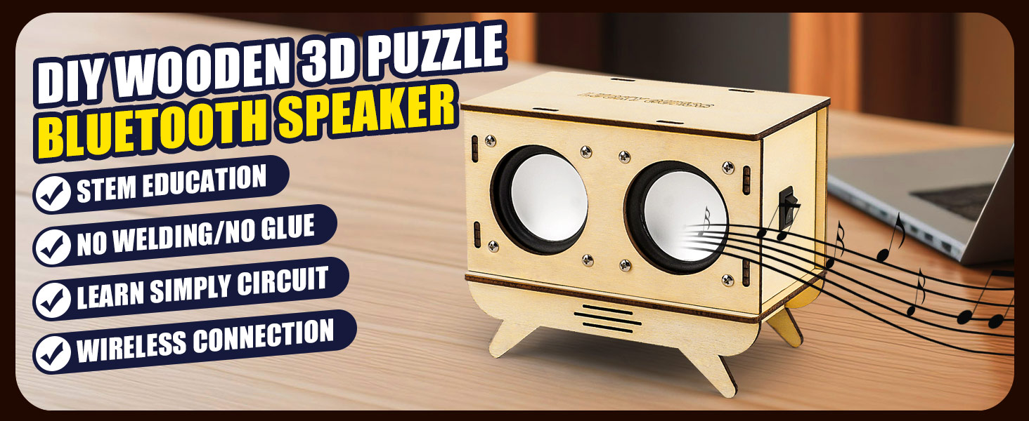 DIY WOODEN 3D PUZZLE BLUETOOTH SPEAKER