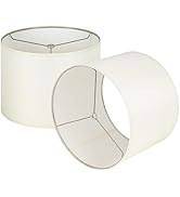 Wellmet Cream White Set of 2 Drum Lampshades, Easy Assembly Required 18" Top x 18" Bottom x 12" H...