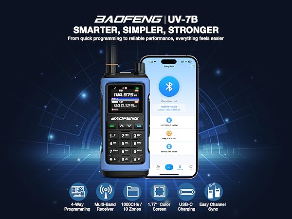 BAOFENG UV-7B Ham Radio Handheld with Bluetooth Programming