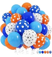 Blue and Orange Balloons Set, 12 Inch Orange Royal Pastel Blue Balloon with Orange and Dark Blue ...