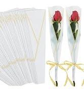 BEISHIDA 100 PCS Single Rose Sleeve Plastic Single Flower Wrapping Rose Packaging Cellophane Flow...