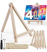 4 Pack 9 Inch Wooden Easel Stand, Portable A-Frame Tabletop Display Easel for Painting, Canvas, S...