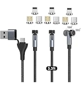 NetDot Magnetic Charging Cable,6in1 Gen12 (3.3ft/3 Pack Black) 18W Fast Charging Magnetic Phone C...