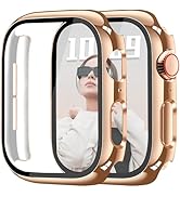 JR.DM 40mm 2 Pack Hard PC Case with HD Tempered Glass Screen Protector for Apple Watch Series 6/5...