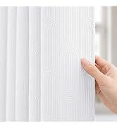 BTTN White Boho Shower Curtain, Modern Arch Textured Waterproof Fabric Shower Curtain Set with Pl...