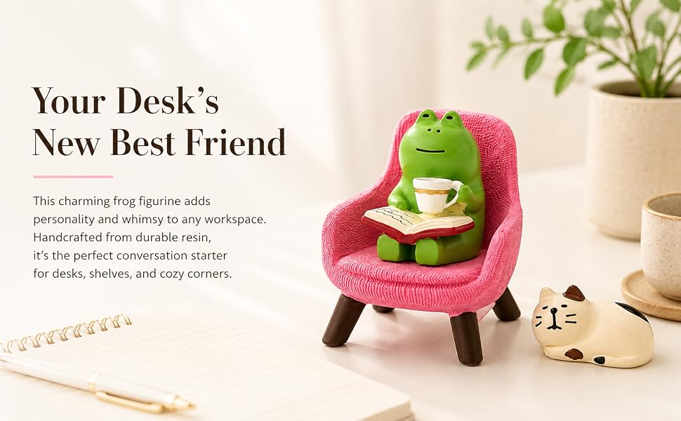 frog figurine, frog desk decor, desk decor