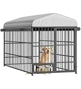 HOOBRO Dog Kennel Outdoor with Cover, 6.6 x 3.9 x 5.9 ft Dog Kennel Outside with Waterproof Roof ...