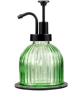 SheeChung 8 Oz Glass Soap Dispenser Bathroom, Green Liquid Hand Soap Dispenser with Pump, Refilla...