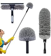 Toromp 20 Ft+ High Reach Squeegee & Cobweb Duster Kit with 3-13 Ft Extension Pole, 2 in 1 Window ...