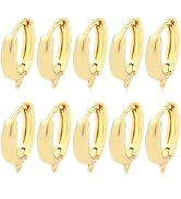 BEEFLYING 5 Pairs Brass Huggie Earring Hoops with Loops 18 Gauge Real 18K Gold Plated Earrin Hook...