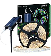 MIHEAL Solar LED Strip Light 16.4Ft 280LEDs 2700K Warm White with Remote Timer Function Night Lig...