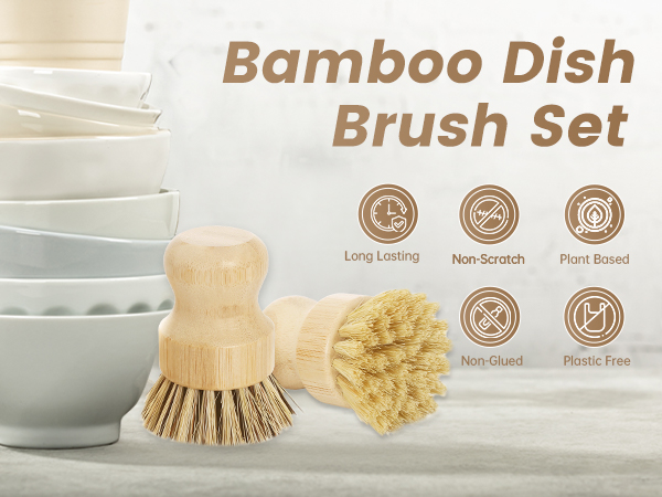 bamboo dish brush set