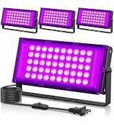 4 Pack 50W LED Black Light, Waterproof Blacklight for Glow Party, Halloween | for Neon Parties, F...