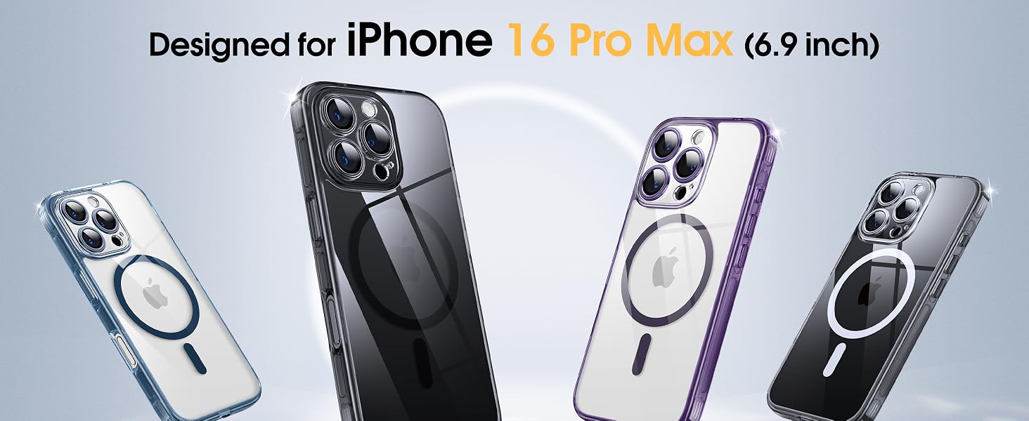 Magnetic Hybrid Clear Case for iPhone 16 Pro Max